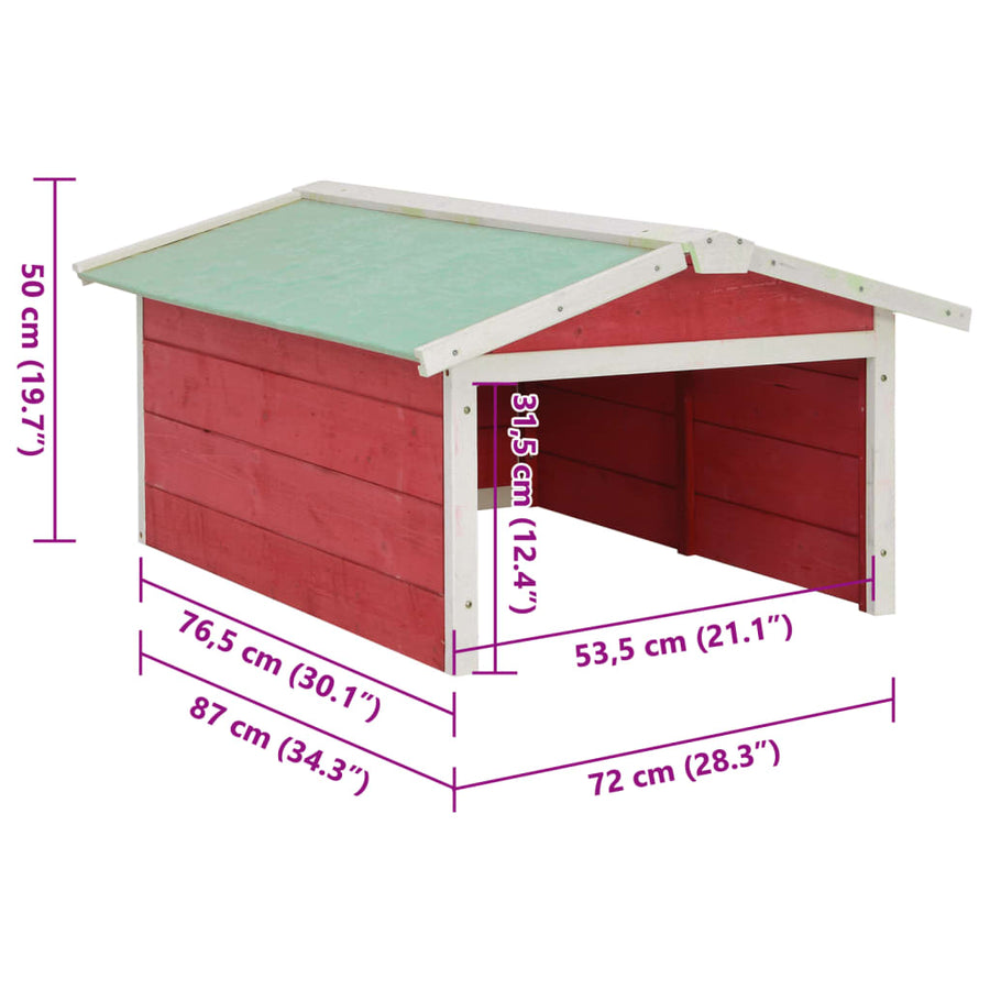 Overkapping Voor Grasmaaier 72X87X50 Cm Vurenhout En Wit Rood