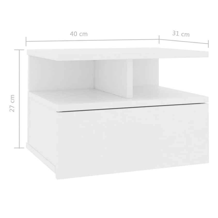 Nachtkastjes 40X31X7 Cm Bewerkt Hout 2 Wit