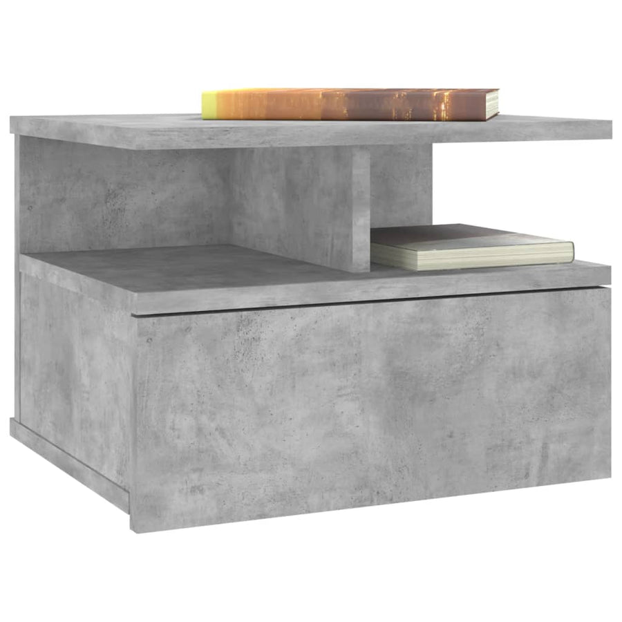 Nachtkastje Zwevend 40X3X27 Cm Bewerkt Hout 1 Betongrijs