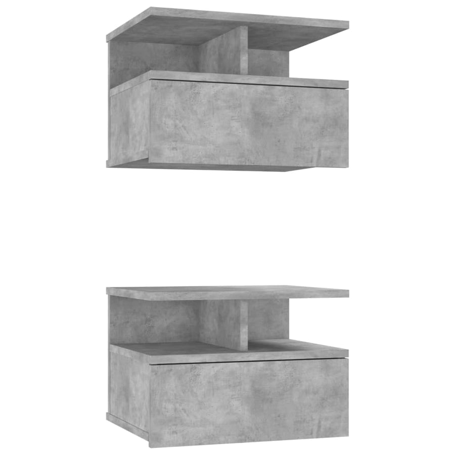 Nachtkastjes 2 st 40x31x27 cm bewerkt hout betongrijs Betongrijs