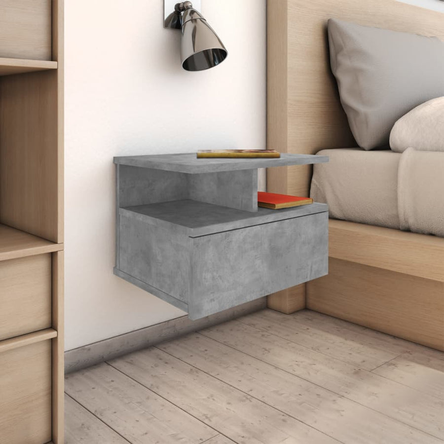 Nachtkastjes 2 st 40x31x27 cm bewerkt hout betongrijs Betongrijs