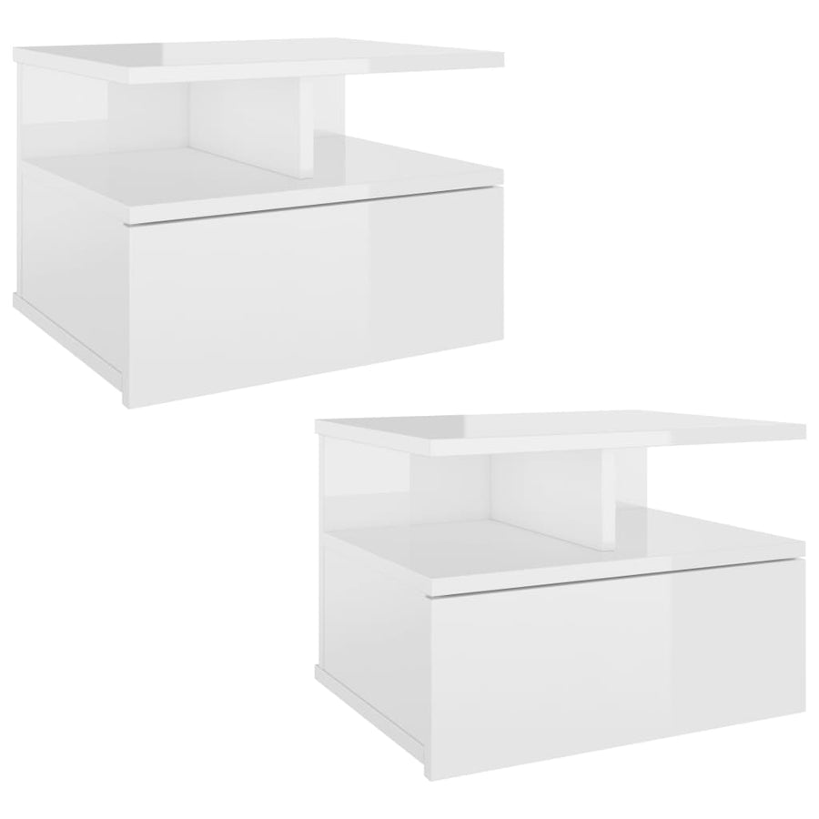 Nachtkastjes 2 st 40x31x27cm bewerkt hout hoogglans wit 2 Hoogglans wit