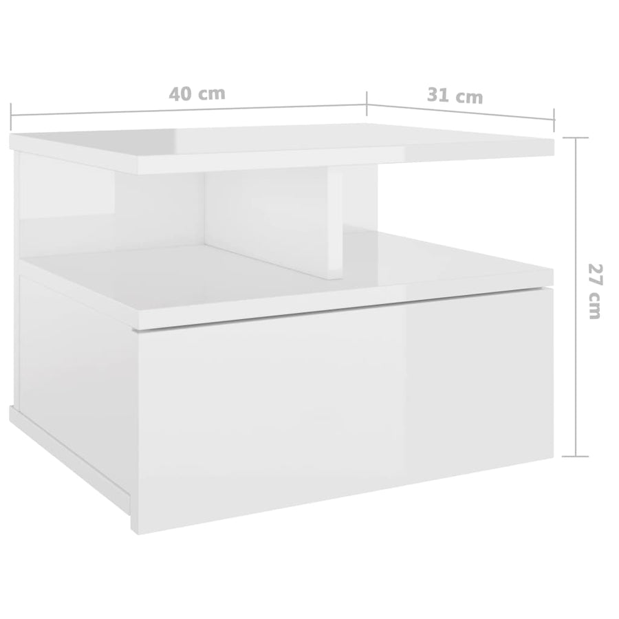 Nachtkastjes 2 st 40x31x27cm bewerkt hout hoogglans wit 2 Hoogglans wit