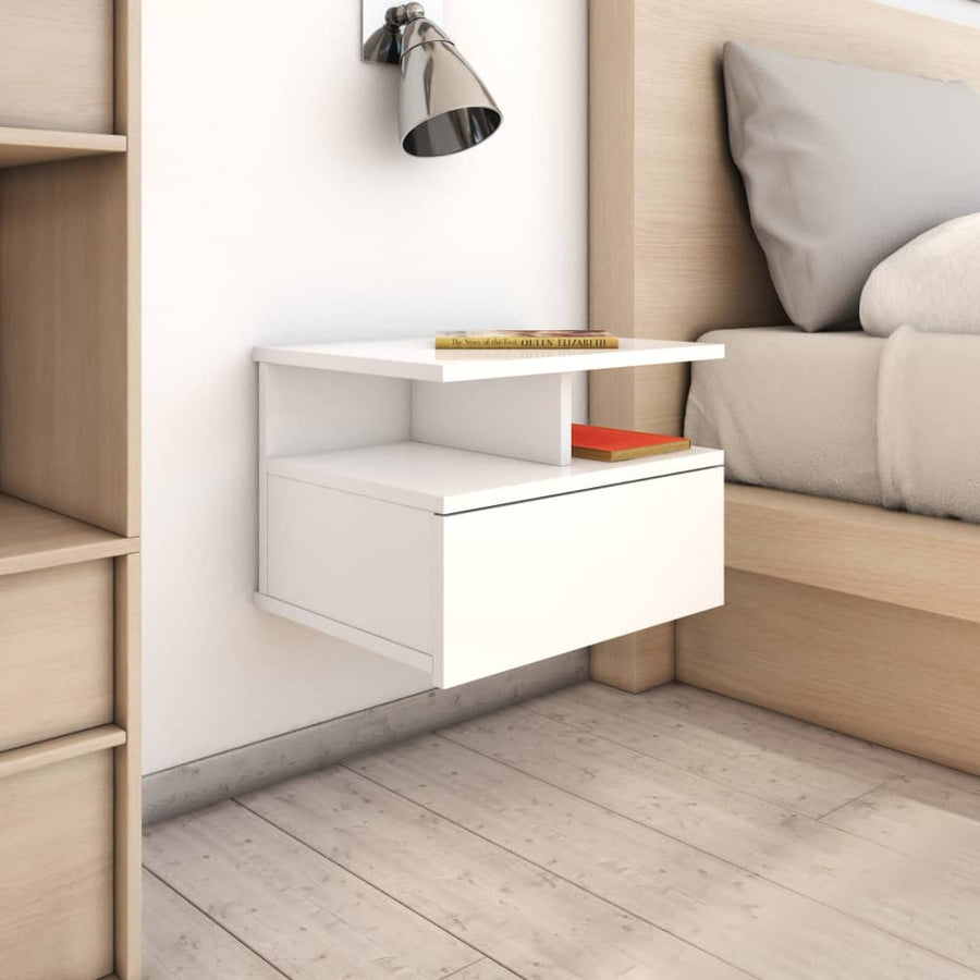 Nachtkastjes 2 st 40x31x27cm bewerkt hout hoogglans wit 2 Hoogglans wit