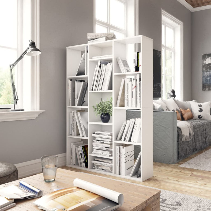 Kamerscherm/boekenkast 100x24x140 cm bewerkt hout wit Wit