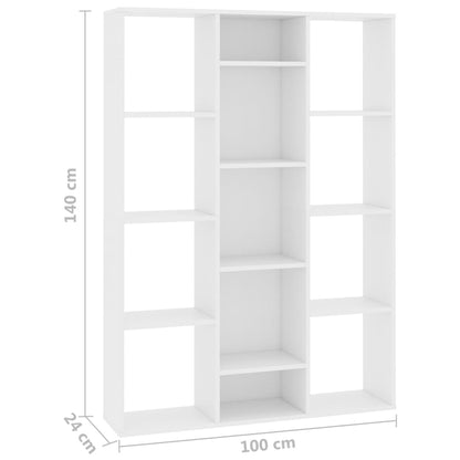 Kamerscherm/boekenkast 100x24x140 cm bewerkt hout wit Wit