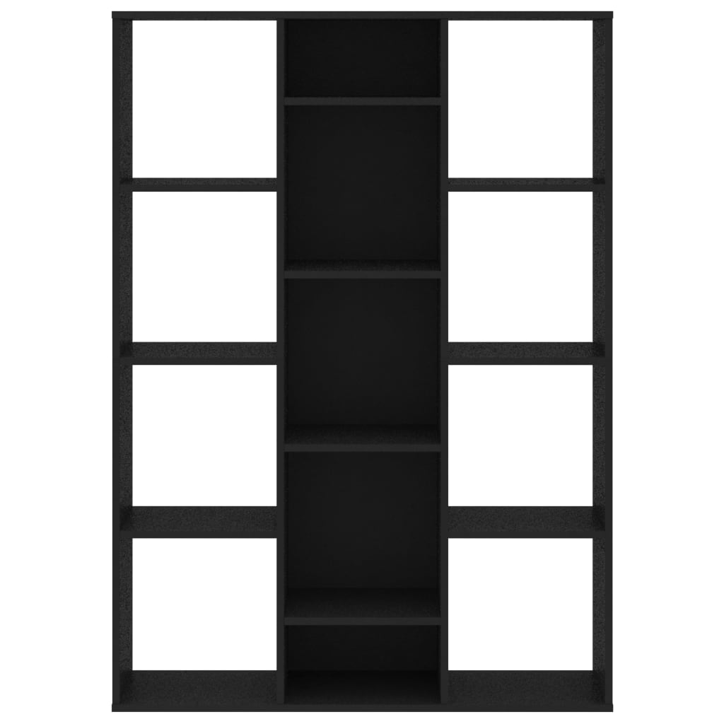 Kamerscherm/boekenkast 100x24x140 cm bewerkt hout zwart Zwart