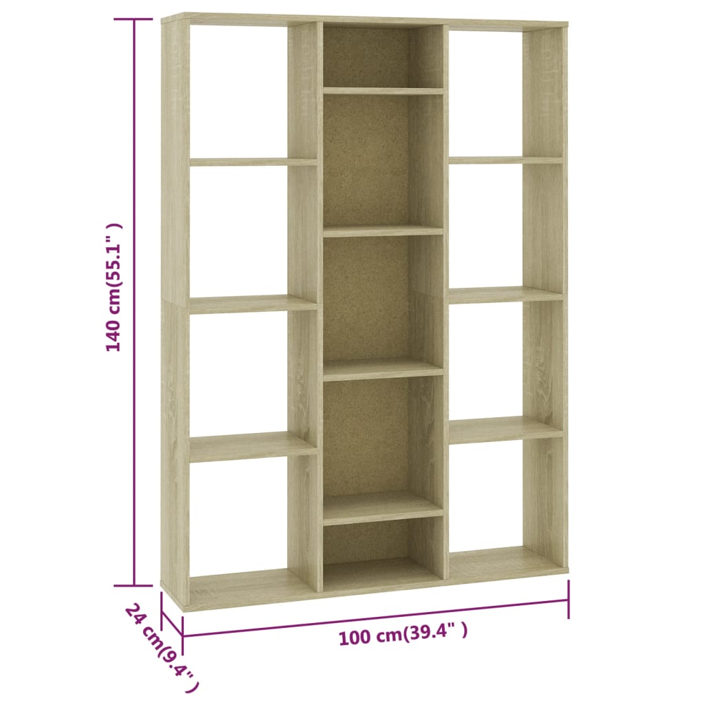 Kamerscherm/Boekenkast 00X24X40 Cm Bewerkt Hout Eikenkleurig Sonoma eiken
