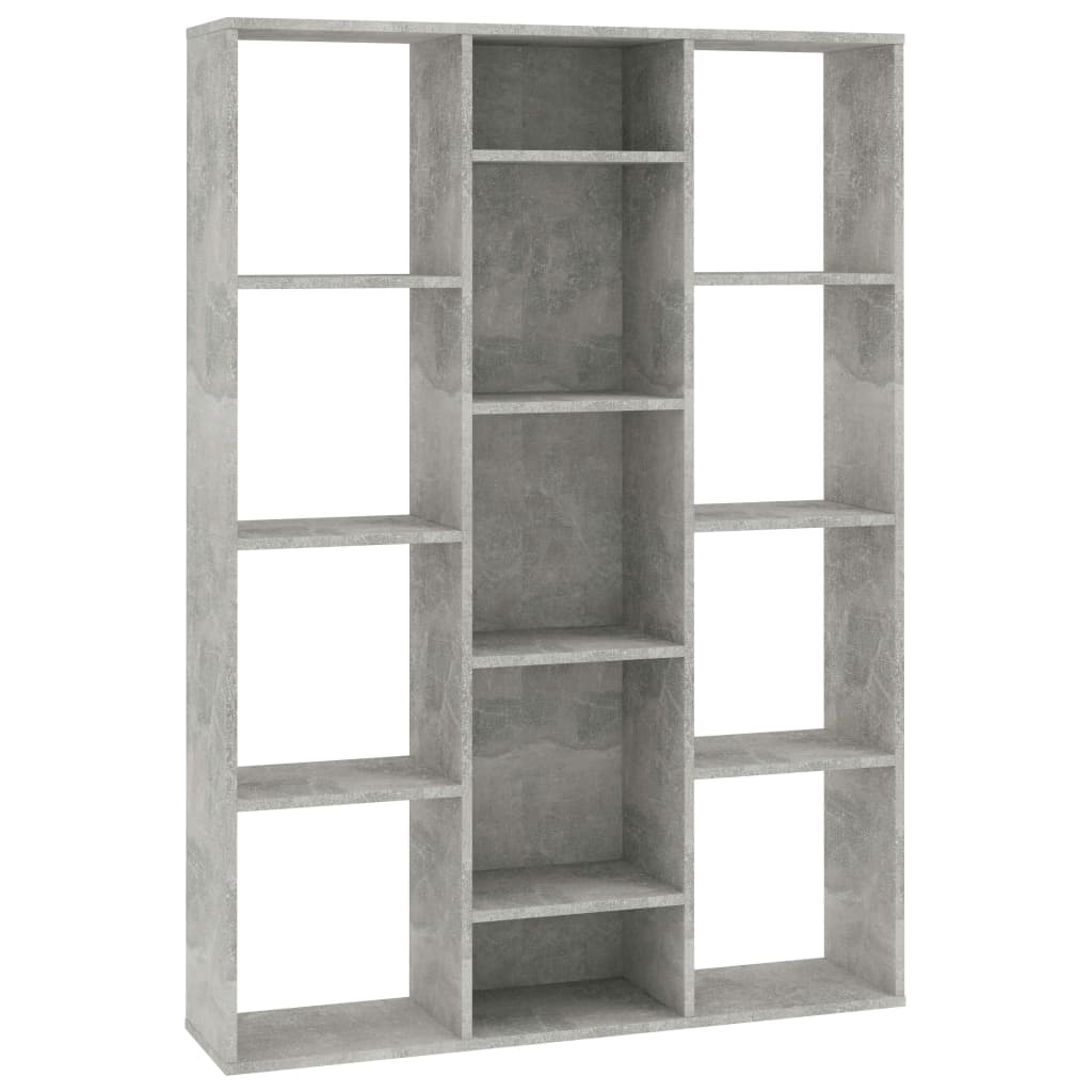 Kamerscherm/boekenkast 100x24x140 cm bewerkt hout betongrijs Betongrijs