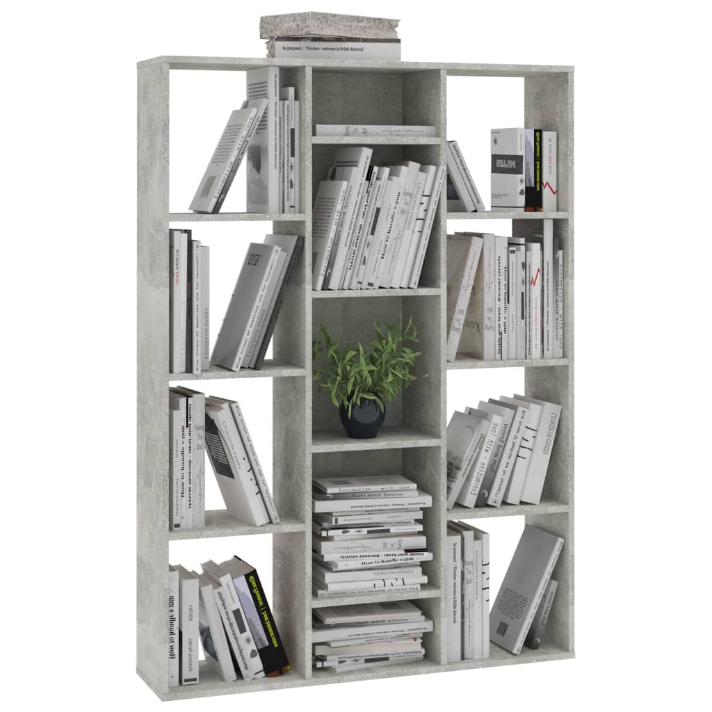 Kamerscherm/boekenkast 100x24x140 cm bewerkt hout betongrijs Betongrijs