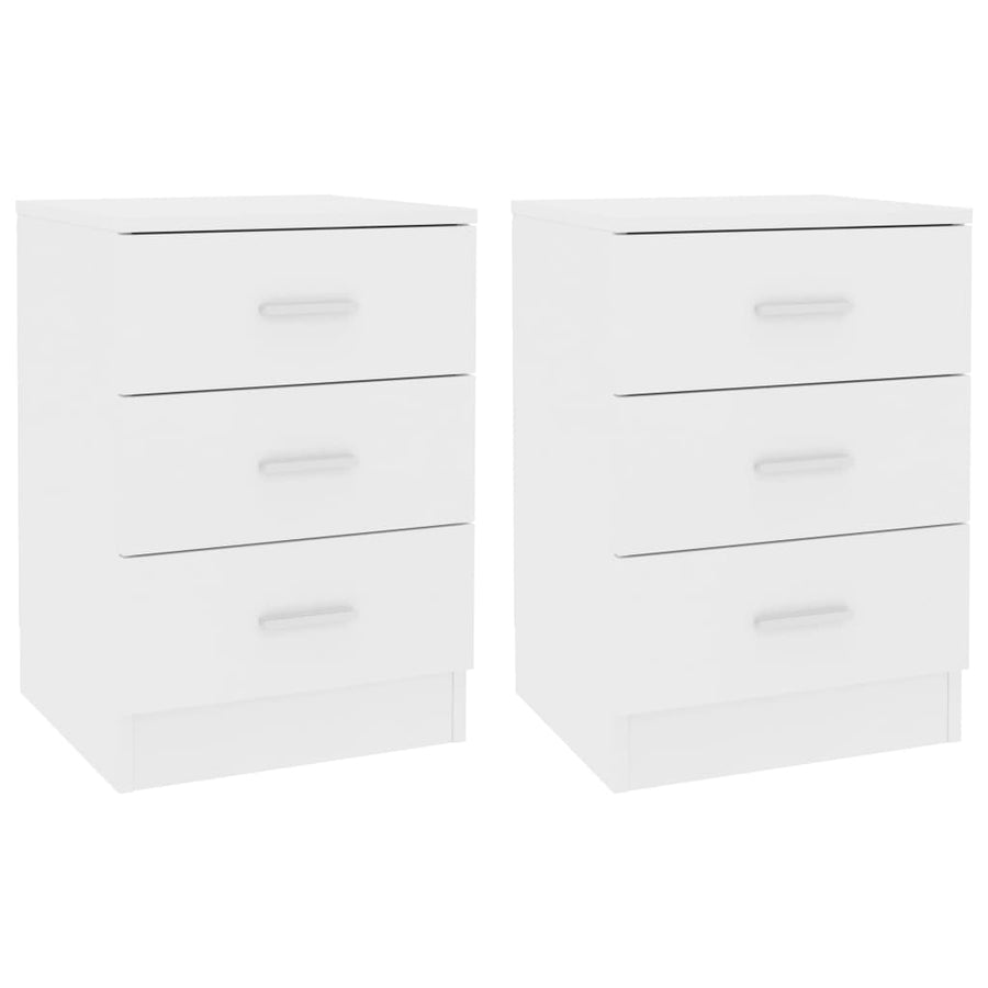 Nachtkastjes 2 st 38x35x56 cm bewerkt hout wit 2 Wit