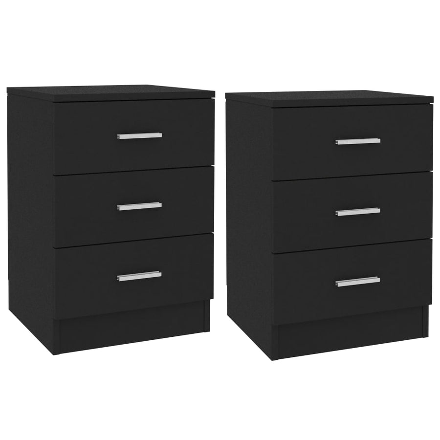 Nachtkastjes 2 st 38x35x56 cm bewerkt hout zwart 2 Zwart