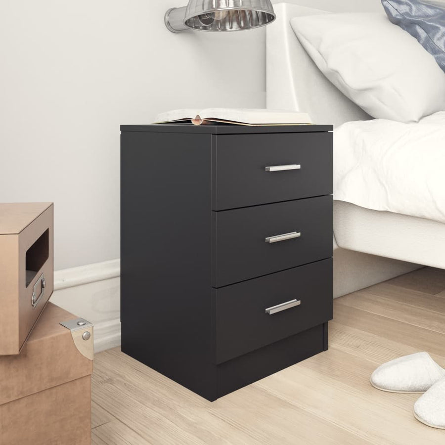 Nachtkastjes 2 st 38x35x56 cm bewerkt hout zwart 2 Zwart