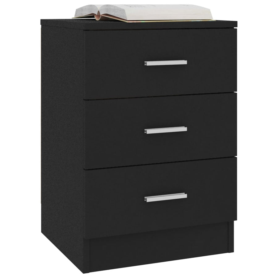 Nachtkastjes 2 st 38x35x56 cm bewerkt hout zwart 2 Zwart