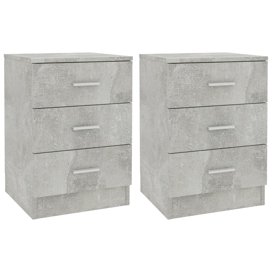 Nachtkastjes 2 st 38x35x56 cm bewerkt hout betongrijs 2 Betongrijs