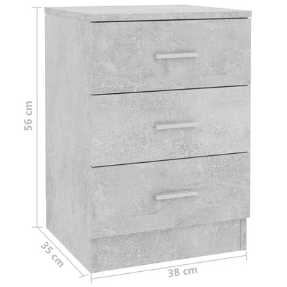 Nachtkastjes 2 st 38x35x56 cm bewerkt hout betongrijs 2 Betongrijs