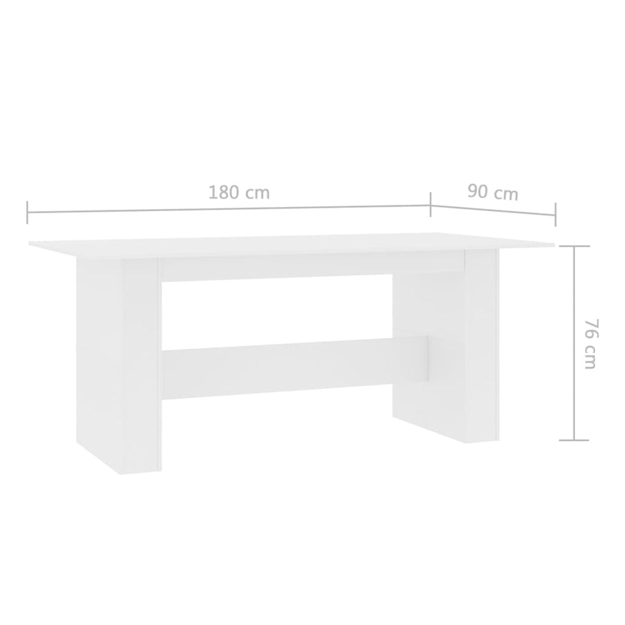 Eettafel 180x90x76 cm spaanplaat wit Wit