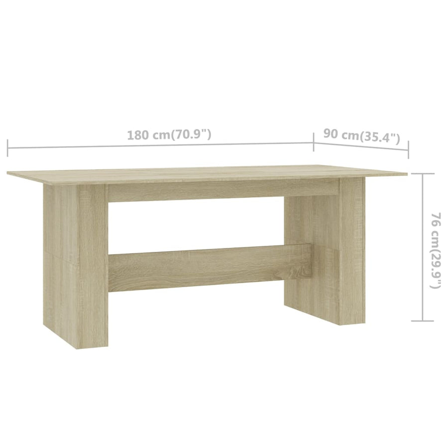 Eettafel 180x90x76 cm spaanplaat sonoma eikenkleurig Sonoma eiken