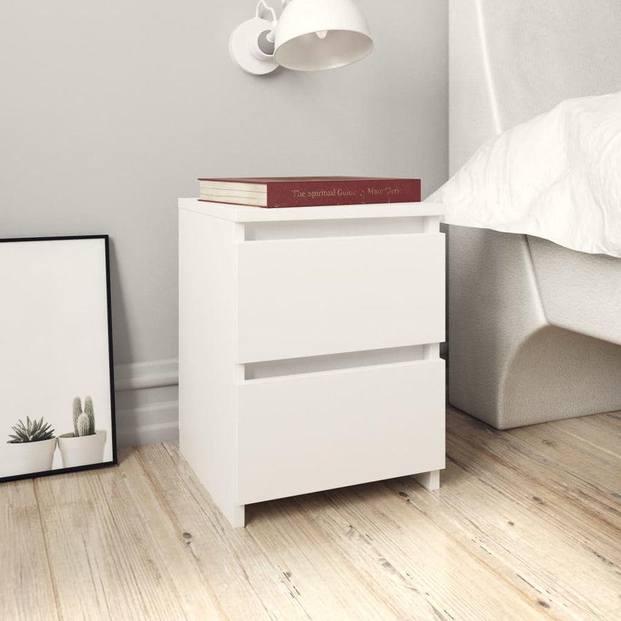Nachtkastjes 2 st 30x30x40 cm bewerkt hout wit 2 Wit