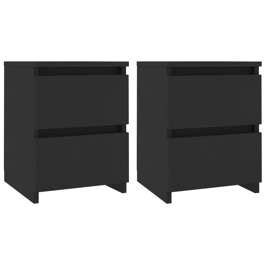 Nachtkastjes 2 st 30x30x40 cm bewerkt hout zwart 2 Zwart
