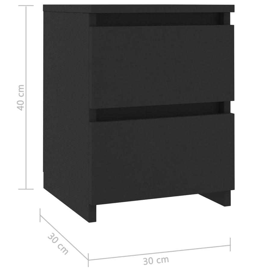 Nachtkastjes 2 st 30x30x40 cm bewerkt hout zwart 2 Zwart