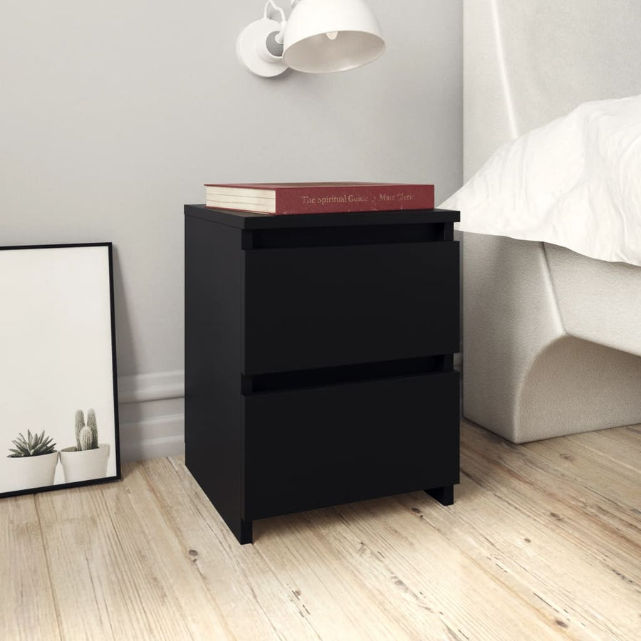 Nachtkastjes 2 st 30x30x40 cm bewerkt hout zwart 2 Zwart