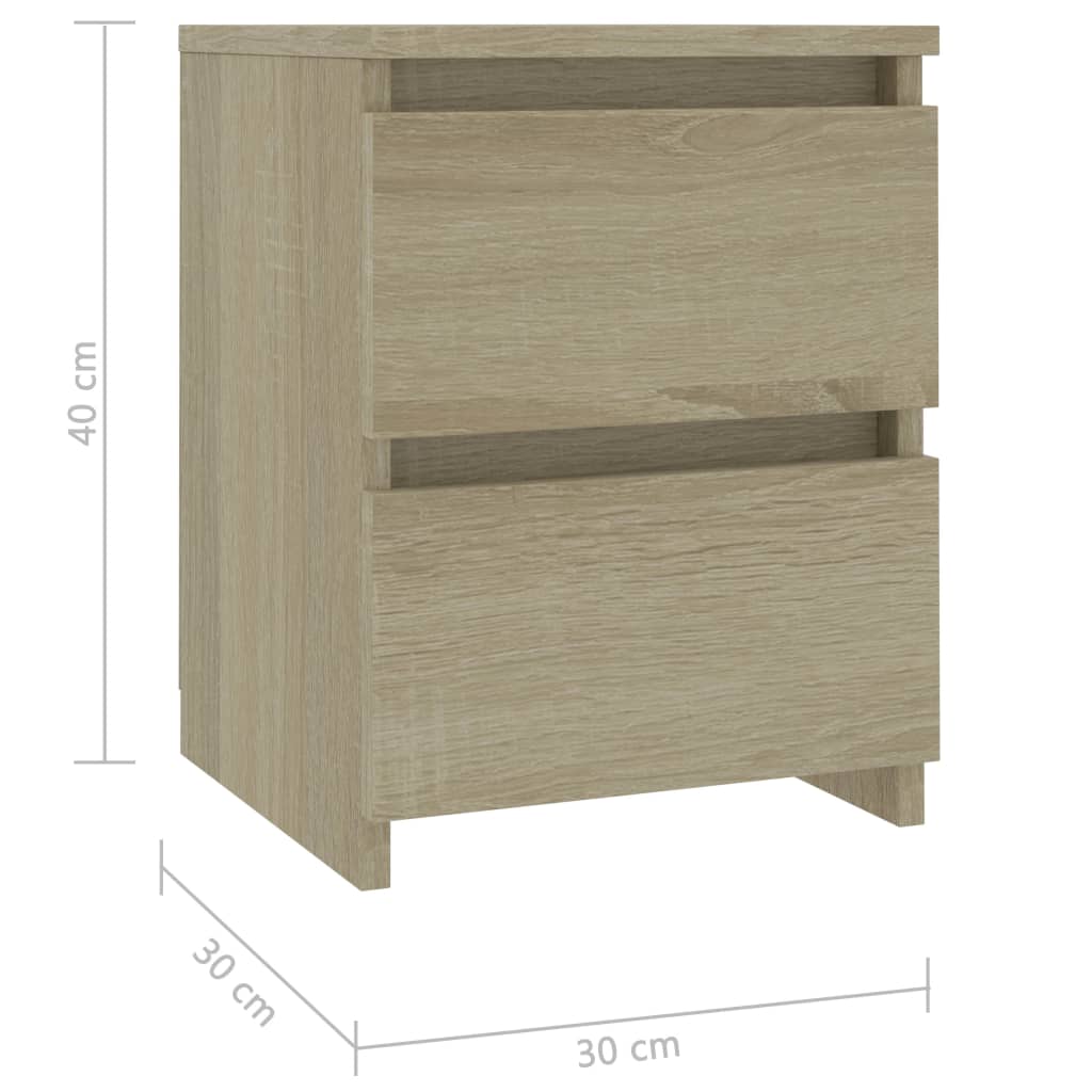 Nachtkastjes 2 st 30x30x40 cm bewerkt hout sonoma eikenkleurig 2 Eiken
