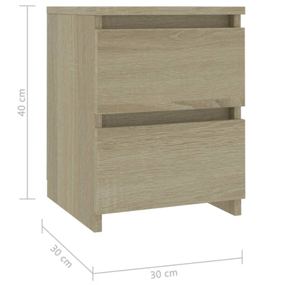 Nachtkastjes 2 st 30x30x40 cm bewerkt hout sonoma eikenkleurig 2 Eiken