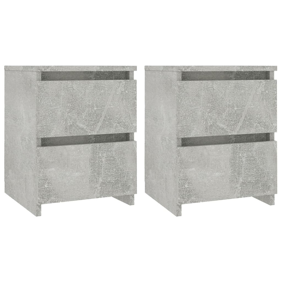 Nachtkastjes 2 st 30x30x40 cm bewerkt hout betongrijs 2 Betongrijs
