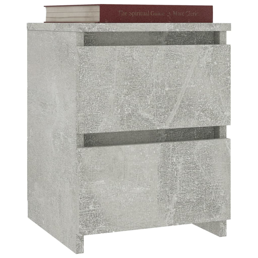 Nachtkastjes 2 st 30x30x40 cm bewerkt hout betongrijs 2 Betongrijs