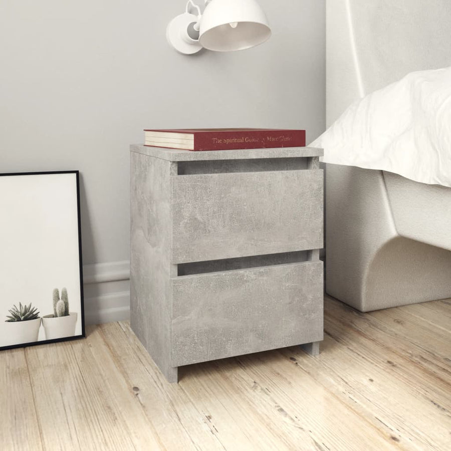 Nachtkastjes 2 st 30x30x40 cm bewerkt hout betongrijs 2 Betongrijs