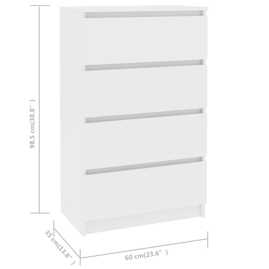 Dressoir 60X35X98,5 Cm Bewerkt Hout Wit