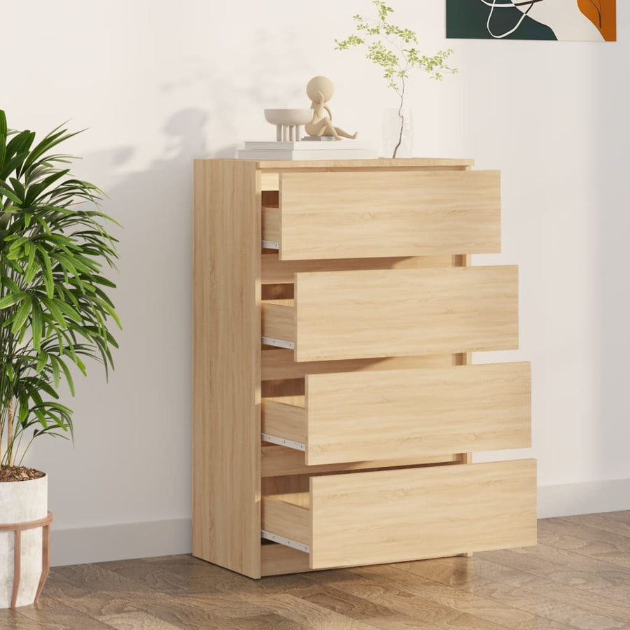 Dressoir 60X35X98,5 Cm Bewerkt Hout Kleurig Sonoma eiken