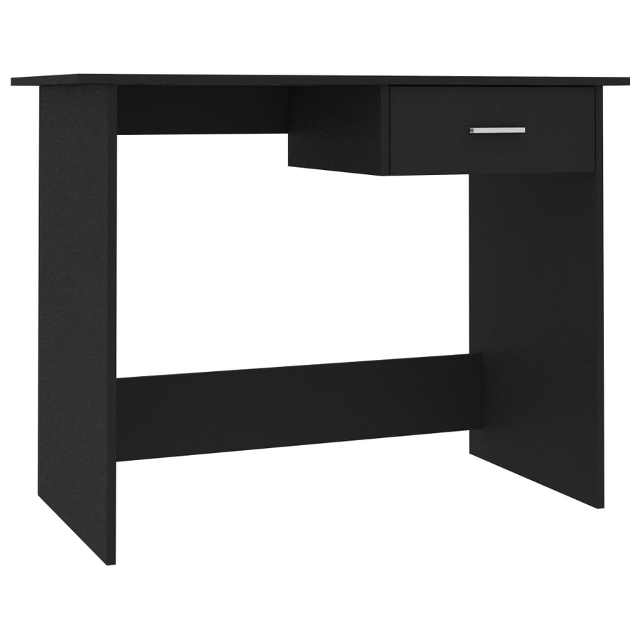 Bureau 100X50X76 Cm Bewerkt Hout Wit Zwart