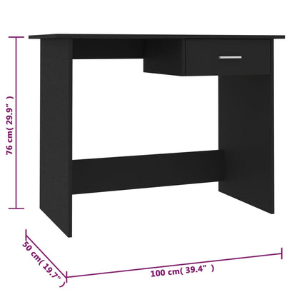 Bureau 100X50X76 Cm Bewerkt Hout Wit Zwart