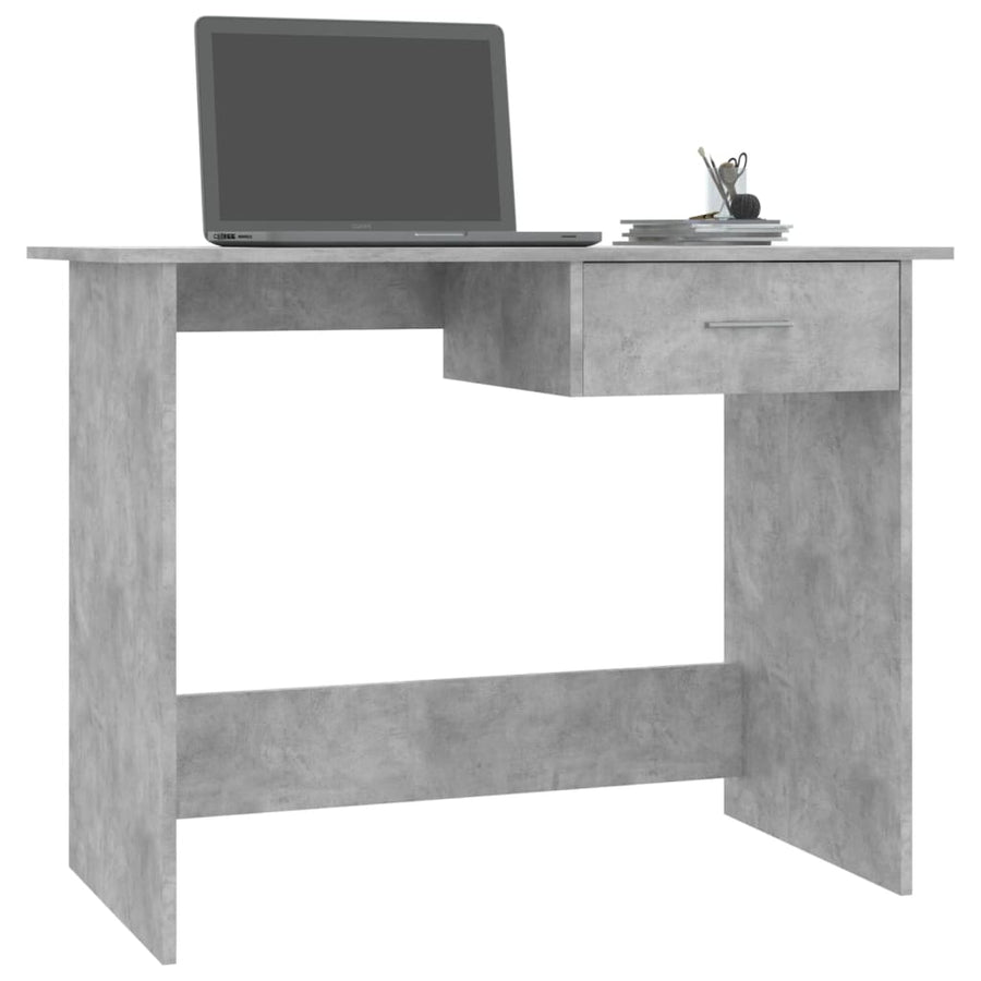 Bureau 100x50x76 cm bewerkt hout betongrijs Betongrijs