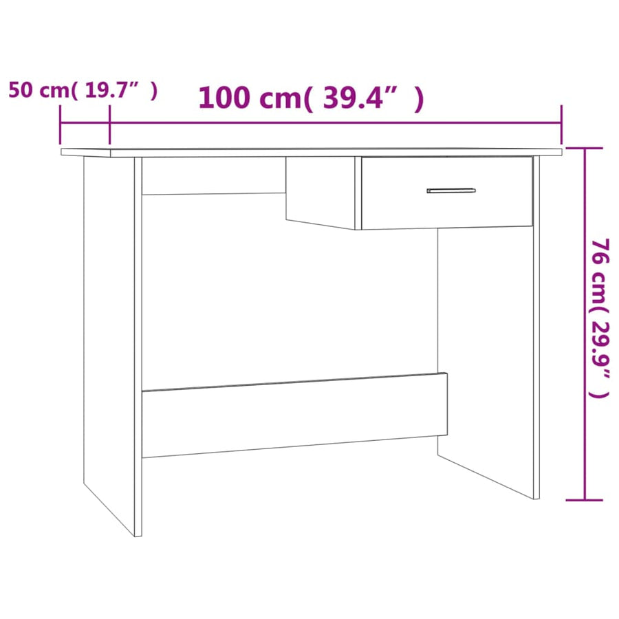 Bureau 100x50x76 cm bewerkt hout betongrijs Betongrijs