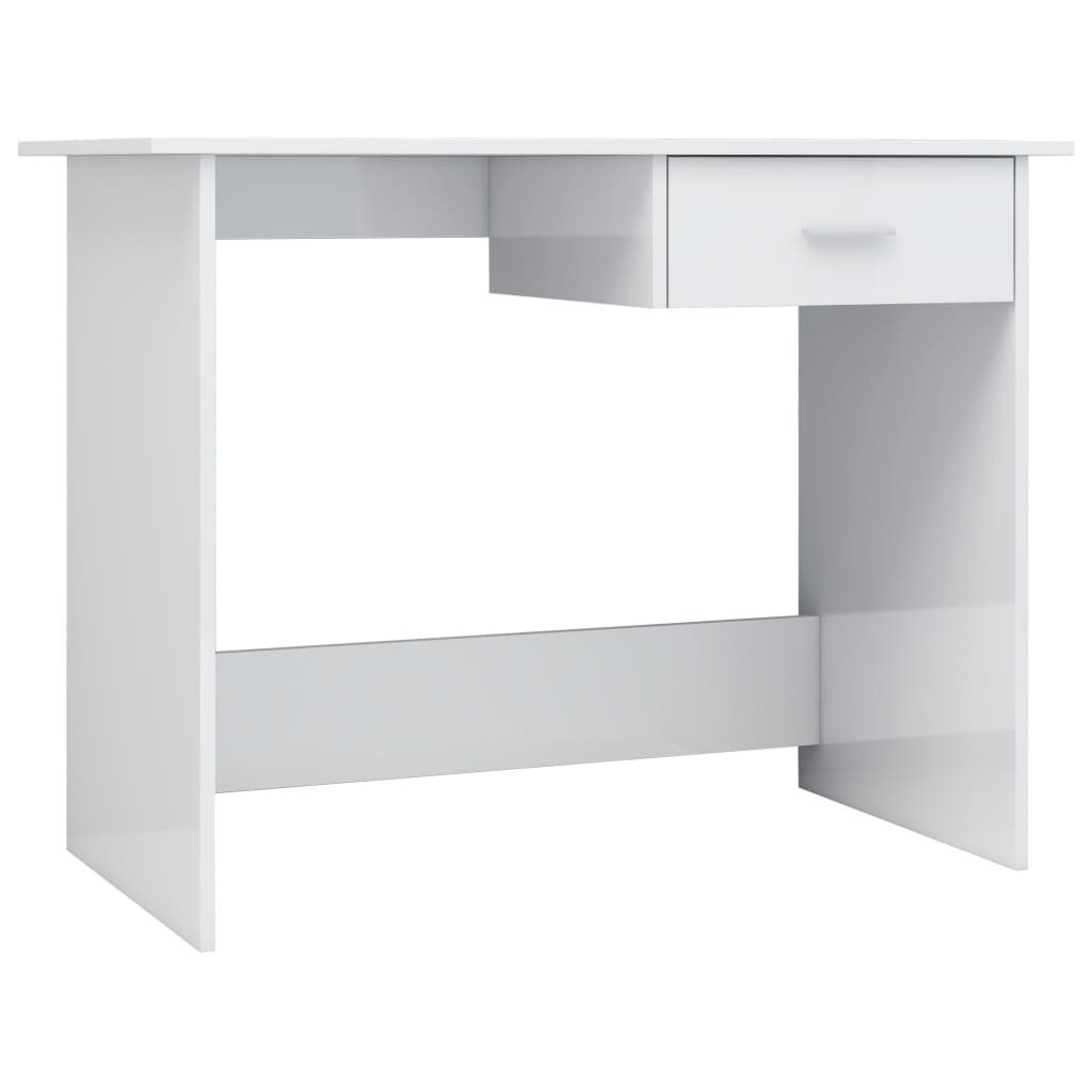 Bureau 100X50X76 Cm Bewerkt Hout Hoogglans wit