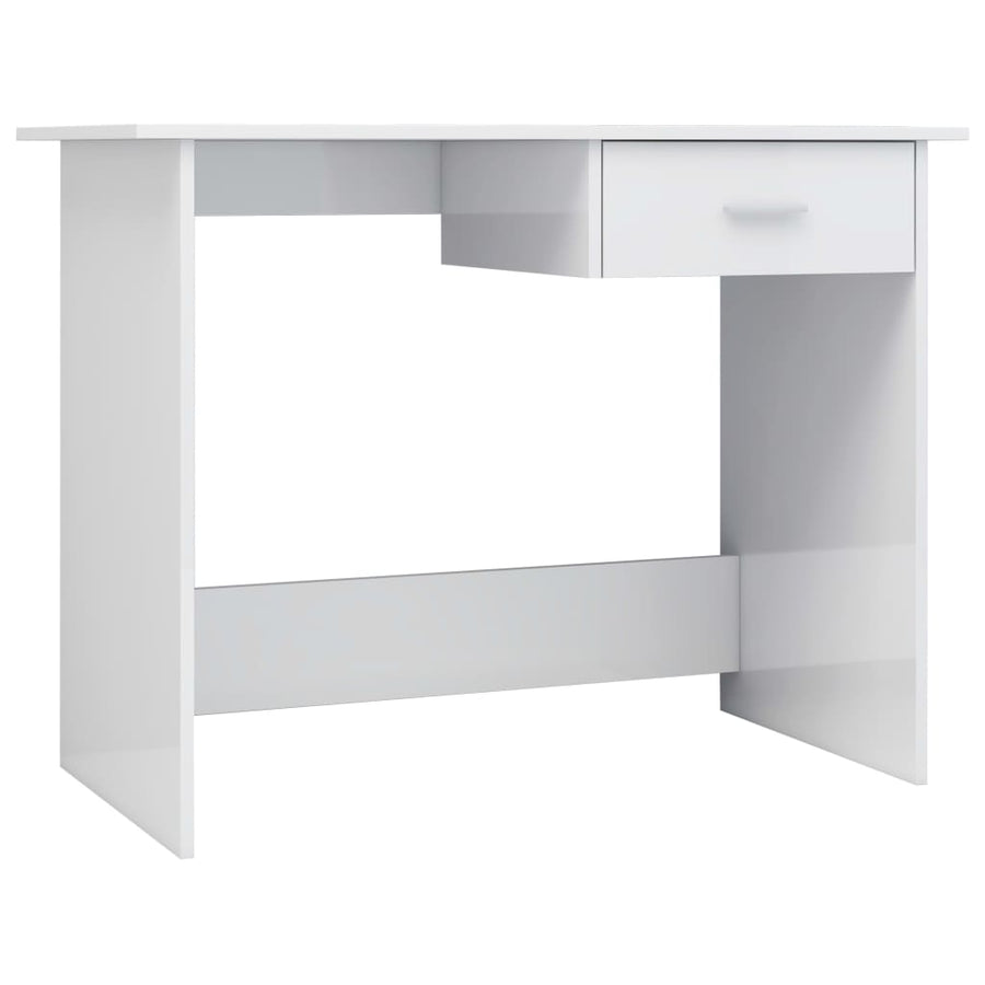 Bureau 100X50X76 Cm Bewerkt Hout Hoogglans wit