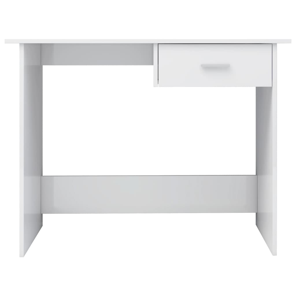 Bureau 100X50X76 Cm Bewerkt Hout Hoogglans wit