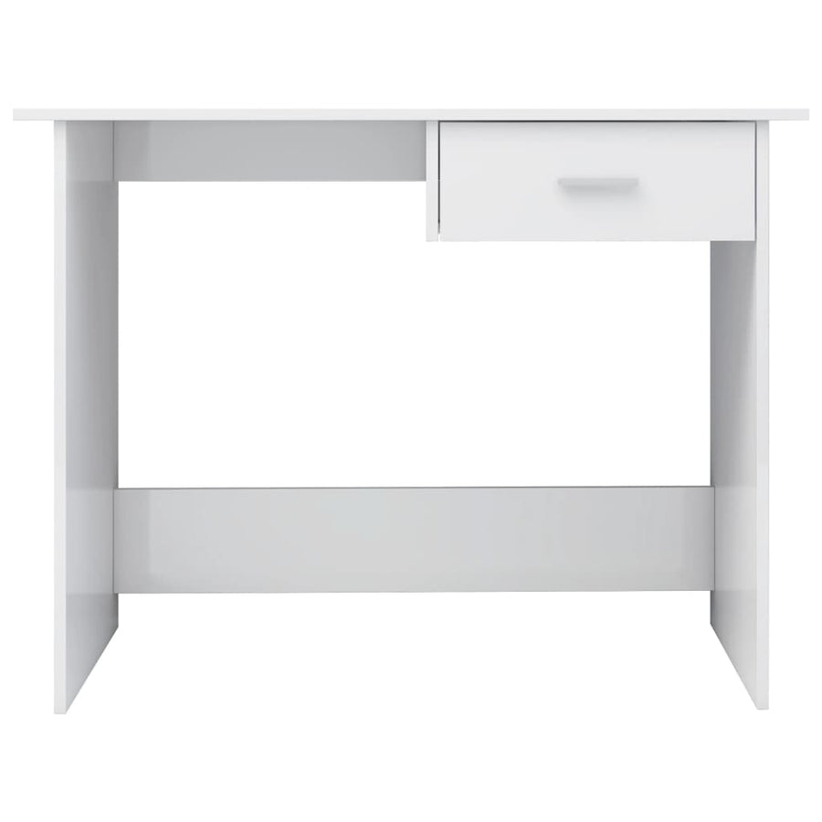 Bureau 100X50X76 Cm Bewerkt Hout Hoogglans wit