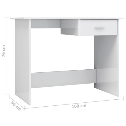 Bureau 100X50X76 Cm Bewerkt Hout Hoogglans wit