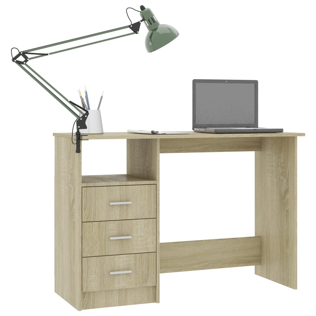Bureau Met Lades 110X50X76 Cm Spaanplaat Kleurig Sonoma eiken