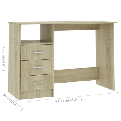 Bureau Met Lades 110X50X76 Cm Spaanplaat Kleurig Sonoma eiken