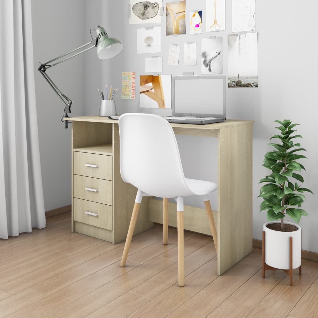 Bureau Met Lades 110X50X76 Cm Spaanplaat Kleurig Sonoma eiken