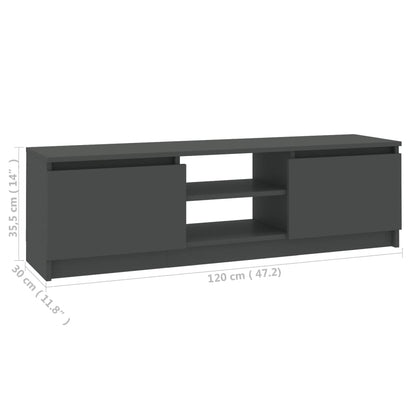 Tv-Meubel 120X30X35,5 Cm Bewerkt Hout Grijs