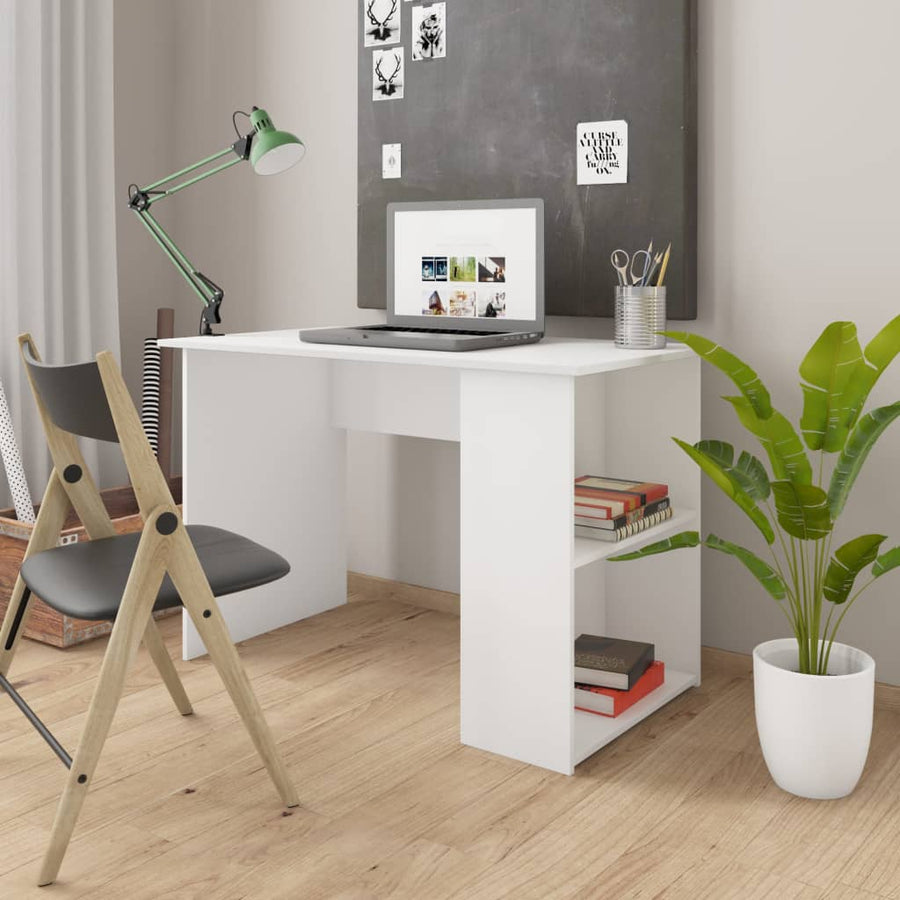 Bureau 110x60x73 cm bewerkt hout wit