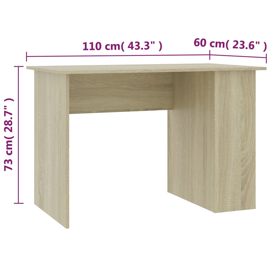 Bureau 110X60X73 Cm Bewerkt Hout Kleurig Sonoma eiken
