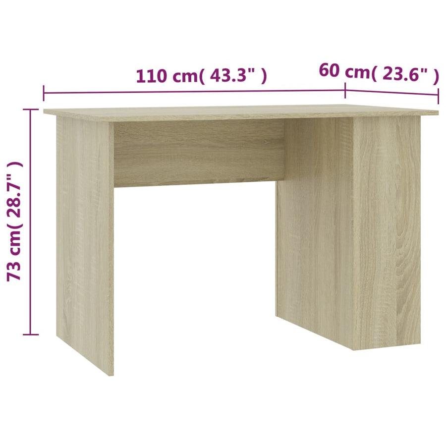 Bureau 110X60X73 Cm Bewerkt Hout Kleurig Sonoma eiken
