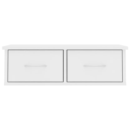Wandschap Met Lades 60X26X8,5 Cm Bewerkt Hout Wit